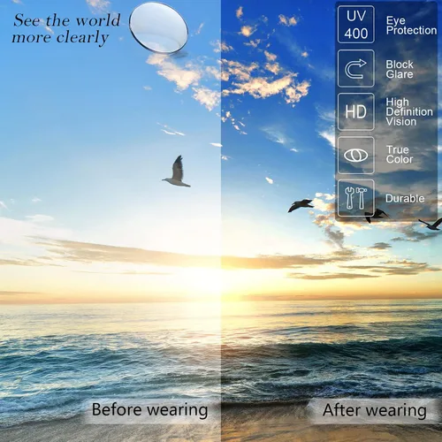 Vista 6 de LVIOE Gafas de sol polarizadas de moda con ojo de gato para mujer, estilo minimalista sin borde LS05, M
