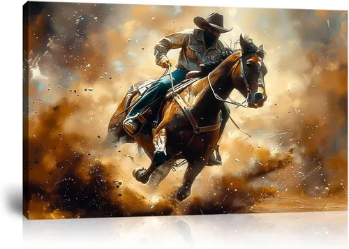 Vista 31 de Arte de pared de vaquero occidental Imágenes de mujeres vaquero Impresiones Póster de lienzo del suroeste Arte de decoración de pared occidental