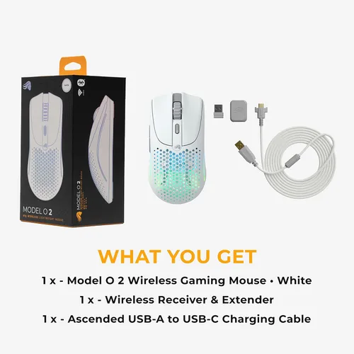 Vista 6 de Paquete combinado de teclado y mouse - Juego de juegos blanco con mouse inalámbrico Glorious Model O 2 y teclado GMMK 2 65%
