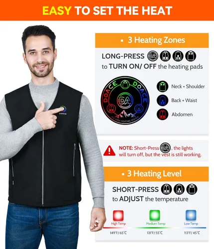 Vista 3 de DOACE Chaleco térmico para hombres y mujeres, chaqueta térmica inteligente, batería no incluida
