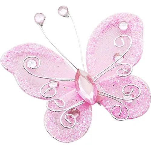 Vista 5 de Chenkou Craft Decoraciones de boda de mariposa de alambre de organza azul 26pcs