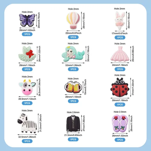 Vista 2 de 12 cuentas de silicona de dibujos animados de mariquita, conejo, mariposa, vaca, animal de silicona, cuentas focales de silicona, vestido de traje