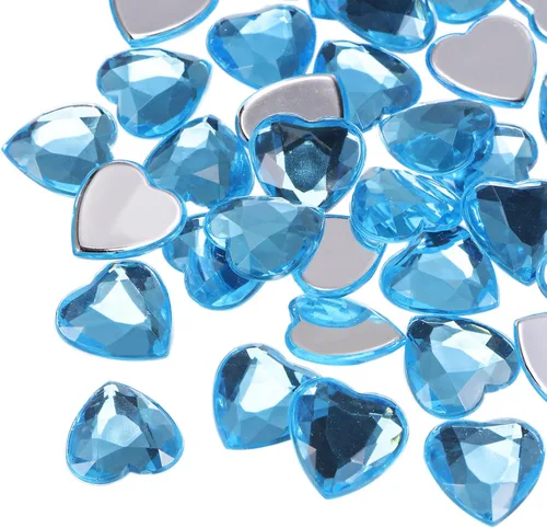 Vista 18 de MECCANIXITY 20 piezas de diamantes de imitación acrílicos de corazón de 0.787 pulgadas (0.787 in) con parte trasera plana, gemas de plástico