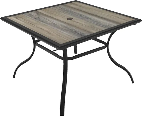 Vista 9 de Anmutig Mesa de patio pequeña cuadrada de 27.5 pulgadas con resistente a la intemperie para comedor al aire libre, color negro