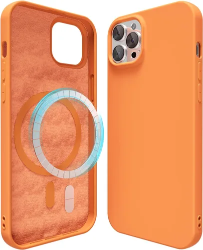 Vista 51 de oakxco Funda de silicona para iPhone 12 Pro Max, magnética, compatible con carga inalámbrica Magsafe, cubierta protectora de goma suave y delgada
