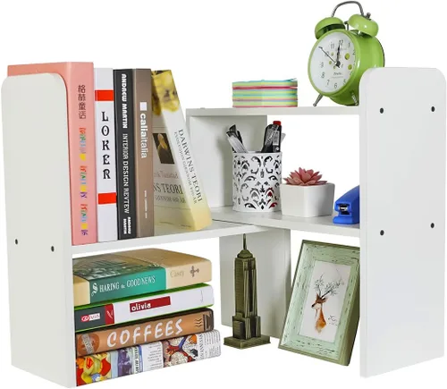 Vista 13 de PAG Organizador de Escritorio Estante de Escritorio Estantería Ajustable de Encimera Estantes de Mesa Pequeños Organizador de Libros Organización