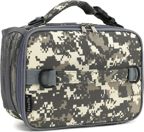 Vista 34 de Flowfly - Lonchera para niños, bolsa escolar aislada duradera con correa de hombro y soporte para botellas, minihielera térmica resistente al agua