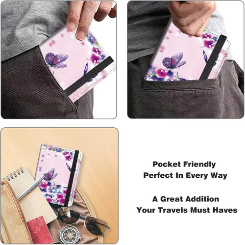 Vista 5 de Combo de portatarjetas de pasaporte y vacunación con bloqueo RFID-X-1, Mariposa Mujer, Minimalista