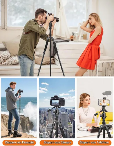 Vista 7 de Trípode de cámara JOILCAN, Trípodes y monópodos de aluminio de 83" con asa de metal, Trípode resistente para cámara DSLR, láseres, binoculares