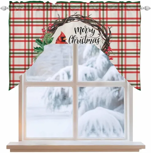 Vista 2 de Cortinas de cocina con cenefa de estilo rústico con bolsillo para barra, paneles de cortina para dormitorio, sala de estar, baño, cafetería