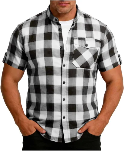 Vista 11 de Camisas de manga corta con botones para hombre, estilo occidental, con bolsillo, ligeras, transpirables, ajuste regular