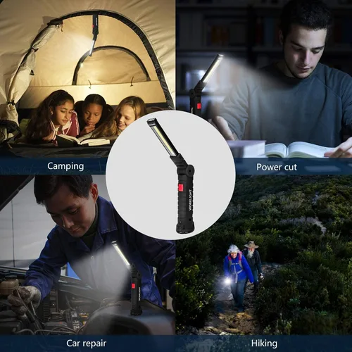 Vista 7 de Lmaytech Linternas LED, 5 paquetes de luces de trabajo recargables, luz de trabajo con base magnética y gancho para colgar, rotación de 360°, 5