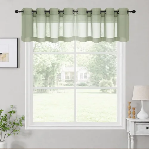 Vista 37 de OWENIE Cenefa transparente con ojales negros para ventanas, 2 paneles de 52