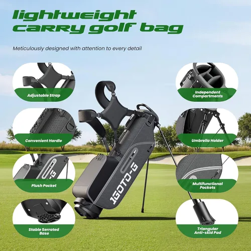Vista 6 de Bolsa de Golf con Soporte Junior - Bolsa de Golf Juvenil para Edades 6-14, Bolsa de Golf con Soporte Ligera para Niños