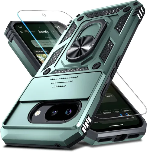 Vista 17 de Janmitta - Funda compatible con Google Pixel 9 Pro XL con cubierta deslizante para lente de cámara incorporada + protector de pantalla + soporte