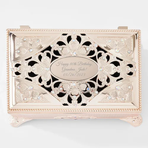 Vista 3 de THINGS REMEMBERED Joyero musical dorado grabado de Anastasia (personalización), reproduce música inolvidable, regalo para mujeres