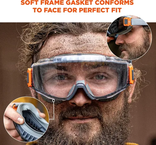 Vista 3 de Ergodyne Skullerz MODI - Gafas de seguridad protectoras OTG, ventilación indirecta, antiniebla, resistentes a los arañazos