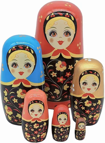 Vista 10 de Konrisa Muñecos anidables de Papá Noel enano Matryoshka - Muñecos de madera rusa para fiestas de cumpleaños, juego de 5