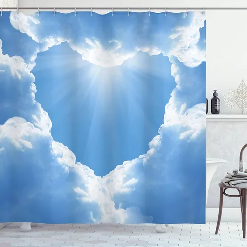 Vista 131 de set de cortina para baño decorativa de tela de poliéster con ganchos