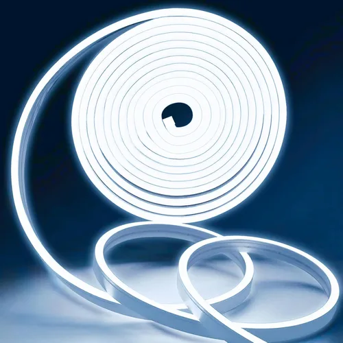 Vista 15 de Luces LED de neón en forma de cuerda, tira de luces de neón blancas cálidas de 16.4 pies/5m, tira LED impermeable flexible de 12V, luces de neón