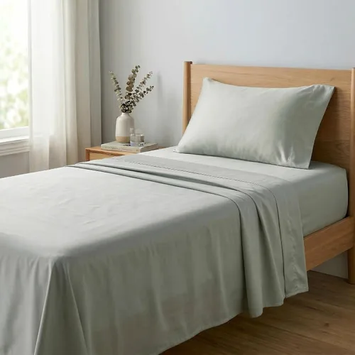 Vista 17 de Beckham Hotel Collection Juego de sábanas tamaño Twin 100% algodón, ropa de cama de satén de lujo 500TC, bolsillo profundo de 16", que absorbe