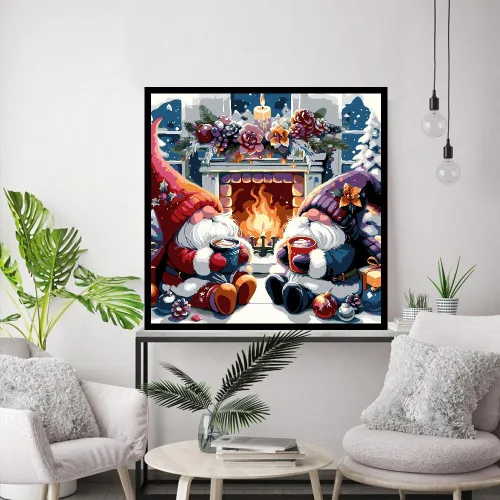 Vista 4 de ARTMYRUI Pintura navideña por números para adultos, kit de pintura de gnomos por números sobre lienzo para adultos principiantes, kits de pintura al
