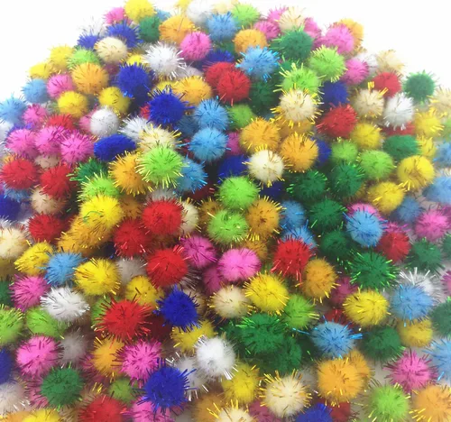 Vista 5 de Kbraveo 1000 pompones de purpurina de 1/2 pulgada para manualidades, pompones de purpurina multicolor