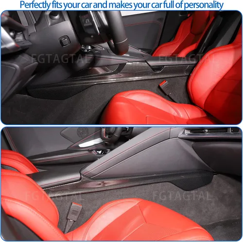 Vista 5 de Co-Pilot - Cubierta de panel lateral de caja de reposabrazos compatible con Chevrolet Corvette C8 2020-2026, moldura de panel lateral del conductor