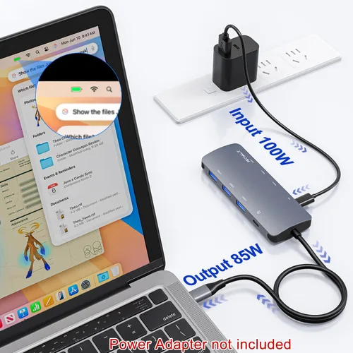 Vista 4 de Hub USB C 8 en 1, Hub de salida de video USB C con 4K a 60Hz, divisor USB C de 10 Gbps, carga PD de 100 W, transferencia de datos, adaptador