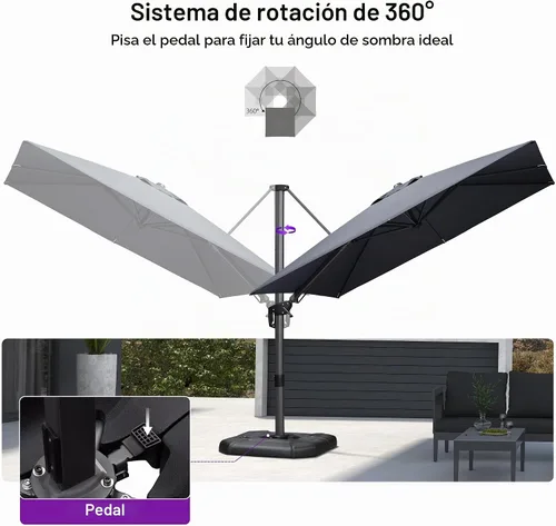 Vista 683 de PURPLE LEAF Paraguas al aire libre con base 8' x 8' protección solar verde Manzana Verde (Apple Green)