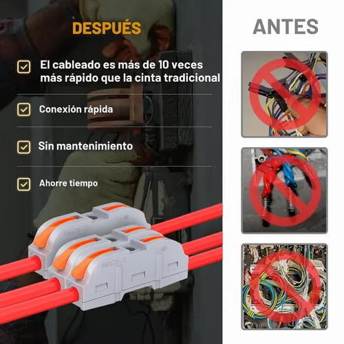 Vista 4 de RVBOATPAT Kit de 60 conectores de alambre, 1 a 1 en línea, conectores de cable de palanca eléctrica en línea, tuercas a presión, combinación