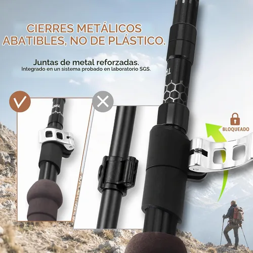 Vista 4 de Trekology Trek-Z Hiking Trekking Poles, Walking Stick for Men, Women, 2pc Corcho Negro