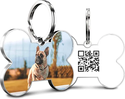 Vista 7 de Etiquetas para perros con código QR personalizadas para mascotas, etiquetas de identificación de perro personalizadas, visualización de perfil