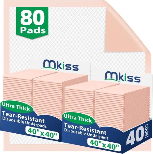 Vista 13 de MKISS Almohadillas de cama impermeables extragrandes de 40" x 36" (50 unidades), almohadillas desechables superabsorbentes de servicio pesado