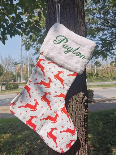 Vista 2 de HUAN XUN Medias de Navidad personalizadas personalizadas para la decoración del hogar Aaden