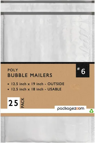 Vista 10 de PackageZoom 50 sobres acolchados de burbujas de polietileno de 4 x 8 pulgadas, sobres de envío #000, 2.5 mil
