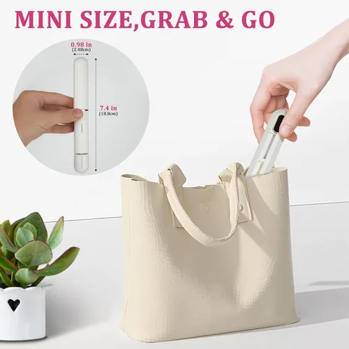 Vista 6 de Plancha alisadora Plancha de pelo recargable, apagado automático de 30 minutos, mini plancha portátil compacta (blanca). Este modelo requiere un