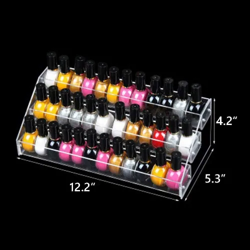 Vista 4 de MineSign Organizador de esmalte de uñas, bandeja de esmalte de uñas de acrílico transparente, vitrina de esmalte de uñas, 3 capas, soporte