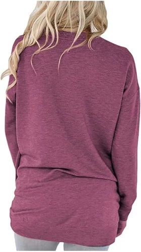 Vista 4 de ONLYSHE - Sudadera para mujer, cuello redondo, casual, holgada camiseta manga larga