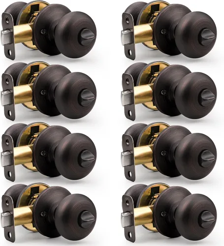 Vista 30 de Probrico Pomos de puerta de privacidad para interiores, color negro mate, 1 paquete de pomos de puerta de baño para cama, función de bloqueo