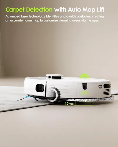 Vista 7 de V5 Robot aspirador y trapeador, aspiradora robótica de vaciado, succión de 8500 Pa, cortador de enredos de pelo de mascotas, navegación láser, láser