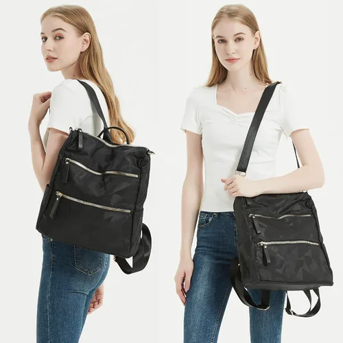 Vista 7 de AO ALI VICTORY Mochila de nailon para mujer, bolso de mano y bolso de hombro, bolsas universitarias antirrobo, monederos de viaje casuales