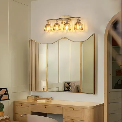 Vista 86 de Shenmoyl Lámparas de baño, lámpara de pared de 2 luces para tocador sobre espejo con pantalla de vidrio tulipán blanco para dormitorio, sala