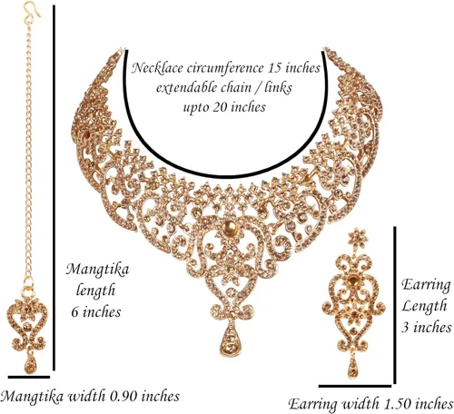 Vista 76 de Conjunto precioso de collar con look real Indian Bollywood, maravillosamente decorado, conjunto de collar adornado para mujer.