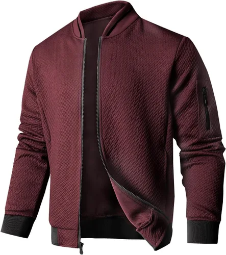 Vista 9 de SAVKOOV Chaqueta ligera de ajuste holgado para hombre, chaqueta bomber casual y elegante