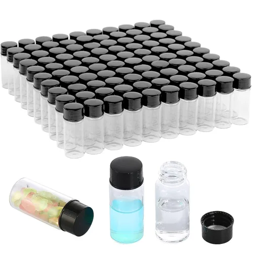 Vista 15 de Paquete de 20 Frascos de Vidrio Transparente de 0.135 fl oz con Tapas de Rosca, Frascos Pequeños para Líquidos para Aceite Esencial
