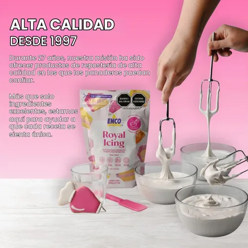 Vista 8 de ENCO White Royal Icing Mix sabor vainilla, glaseado para decorar galletas (1.1 lb (500 GR))