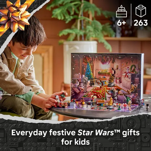 Vista 2 de LEGO Calendario de Adviento de Star Wars 2025 juguete para niños, juego de cuenta regresiva de vacaciones con 24 juguetes para niños y niñas, a