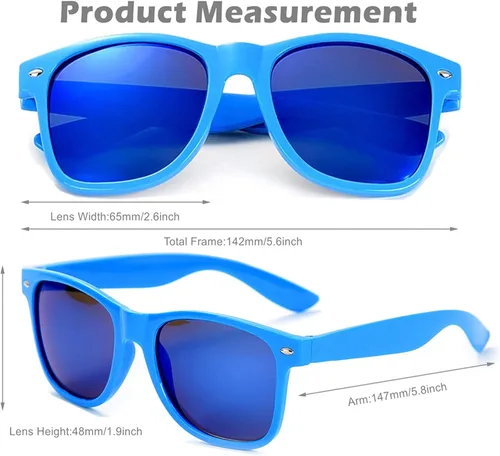 Vista 4 de Eyegla Paquete de 12 lentes de sol unisex retro de los años 80 neón para fiestas para niños y adultos