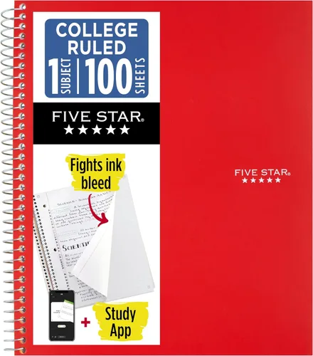 Vista 12 de Cuaderno de Five Star, 1 materia, con rayas, 100 hojas, 11" x 8-1/2", Negro